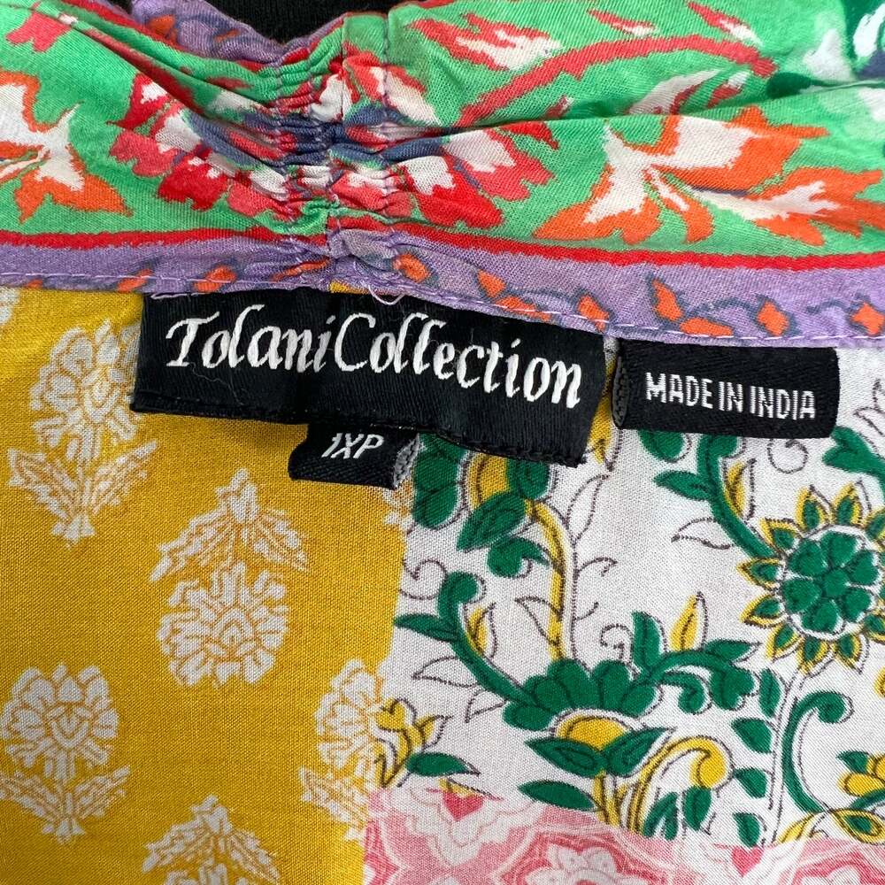 TOLANI Collection Raelyn Kimono Patchwork Open Front Colorful Boho Cardigan 1XP - Picture 8 of 10